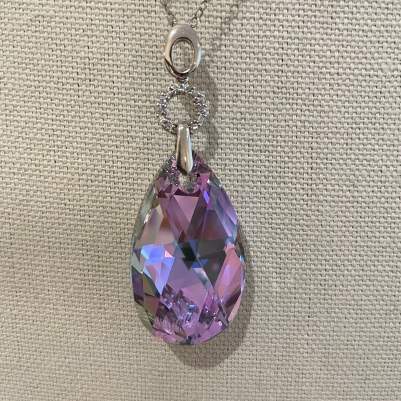 Sterling silver purple crystal pendant - Picture 5 of 7